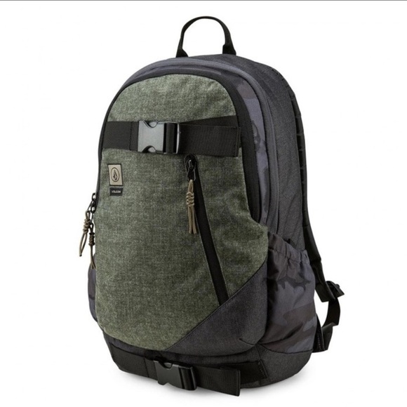 Volcom Substrate Skating Snowboard Military Backpack Gray Camo Green